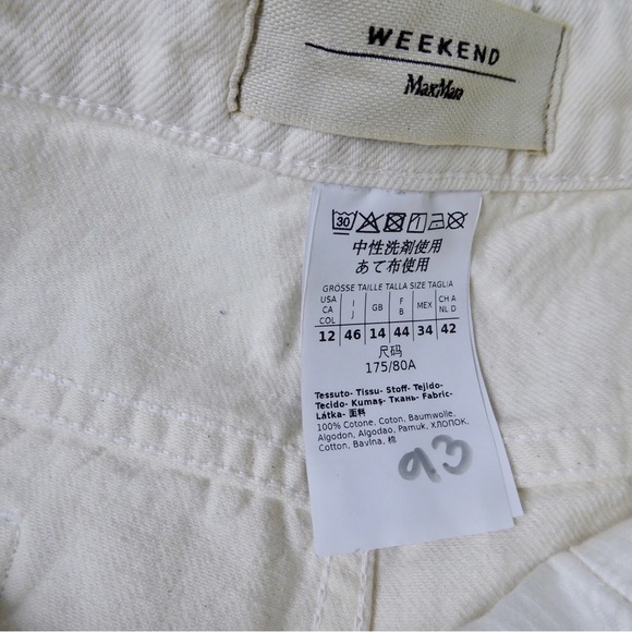 Max Mara Weekend Ginetta Wide Leg Cropped Cotton Denim Pants Jeans NWT Ivory - Picture 8 of 8